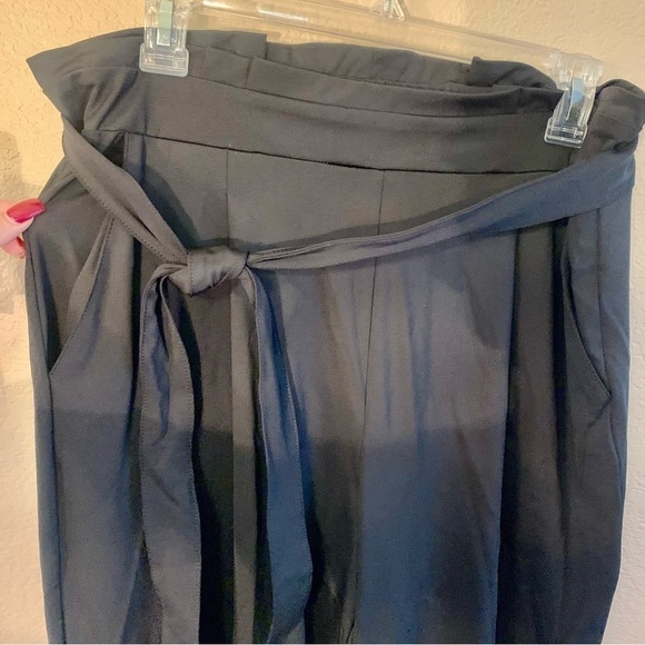 NEW Bagatelle Collection Pants Medium Black Straight Leg Side Pockets Front Ties - Picture 3 of 13